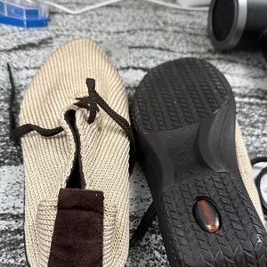 Beige and Brown Slip-On Shoes